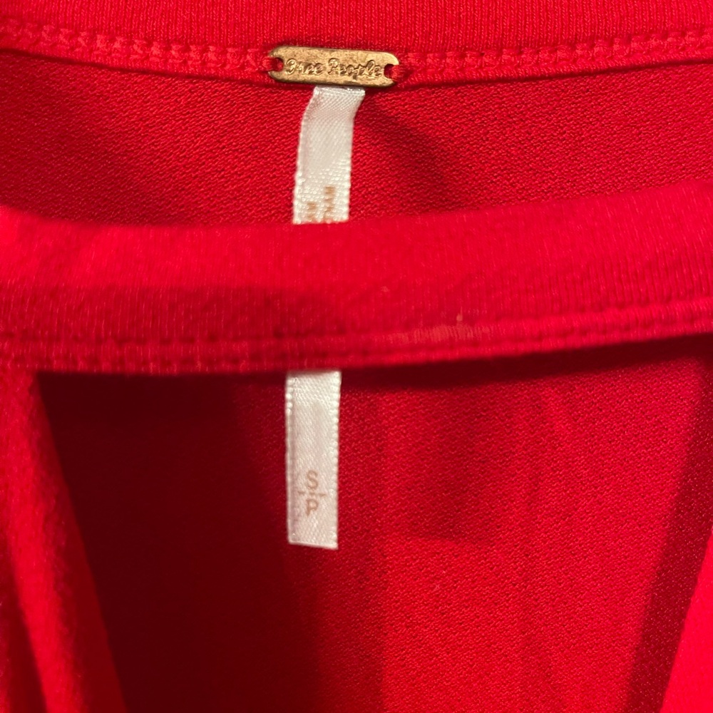 Free People Bold Red Short Sleeve Top - Picture 2 of 2